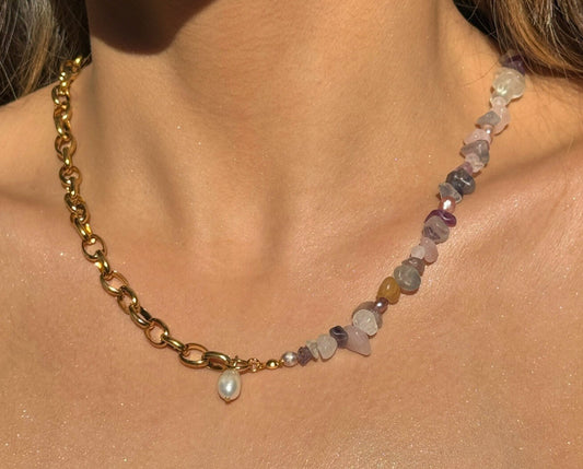 Cool Color Purple Pearl Necklace