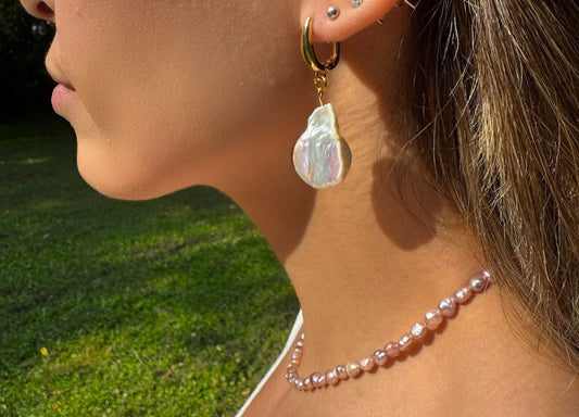 Oval Baroque Gold Earrings