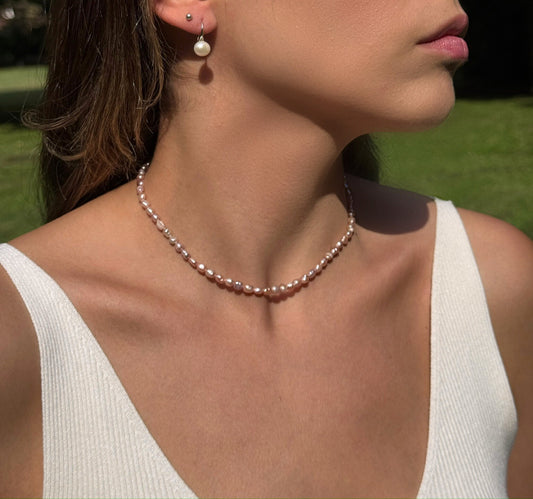 Princess Purple Pearl Silver Necklace