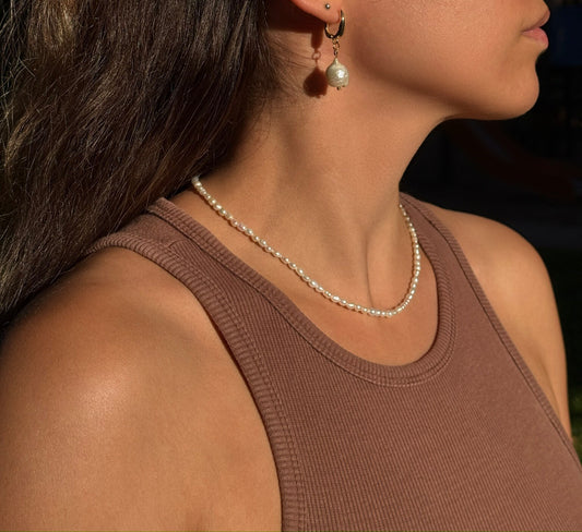 Princess White Pearl Silver Necklace