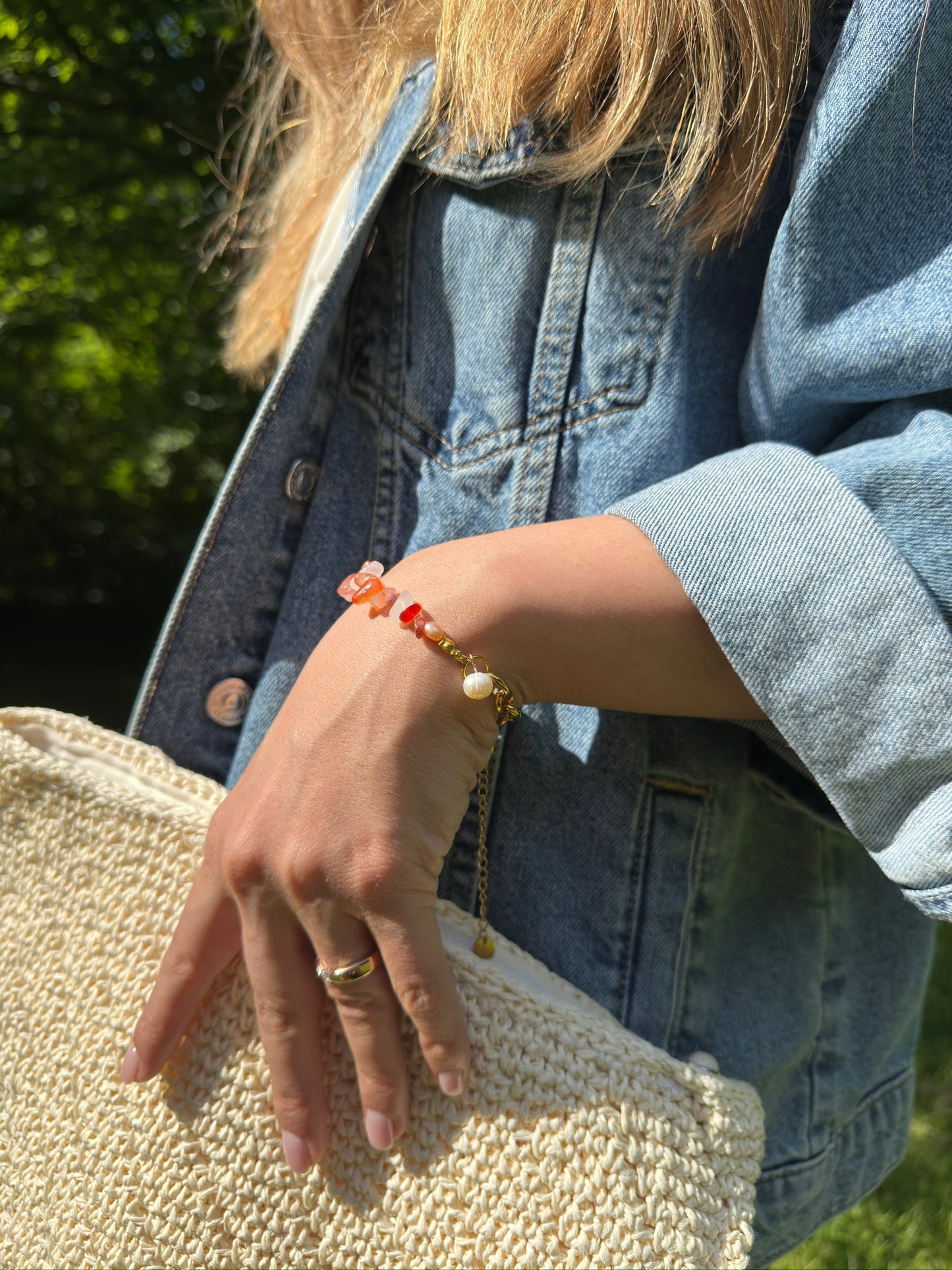 Warm Color Orange Pearl Bracelet