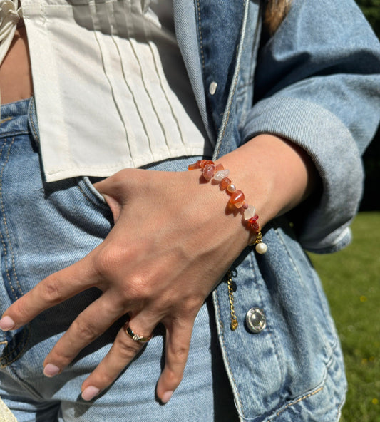 Warm Color Orange Pearl Bracelet
