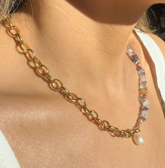 Cool Color Purple Pearl Necklace