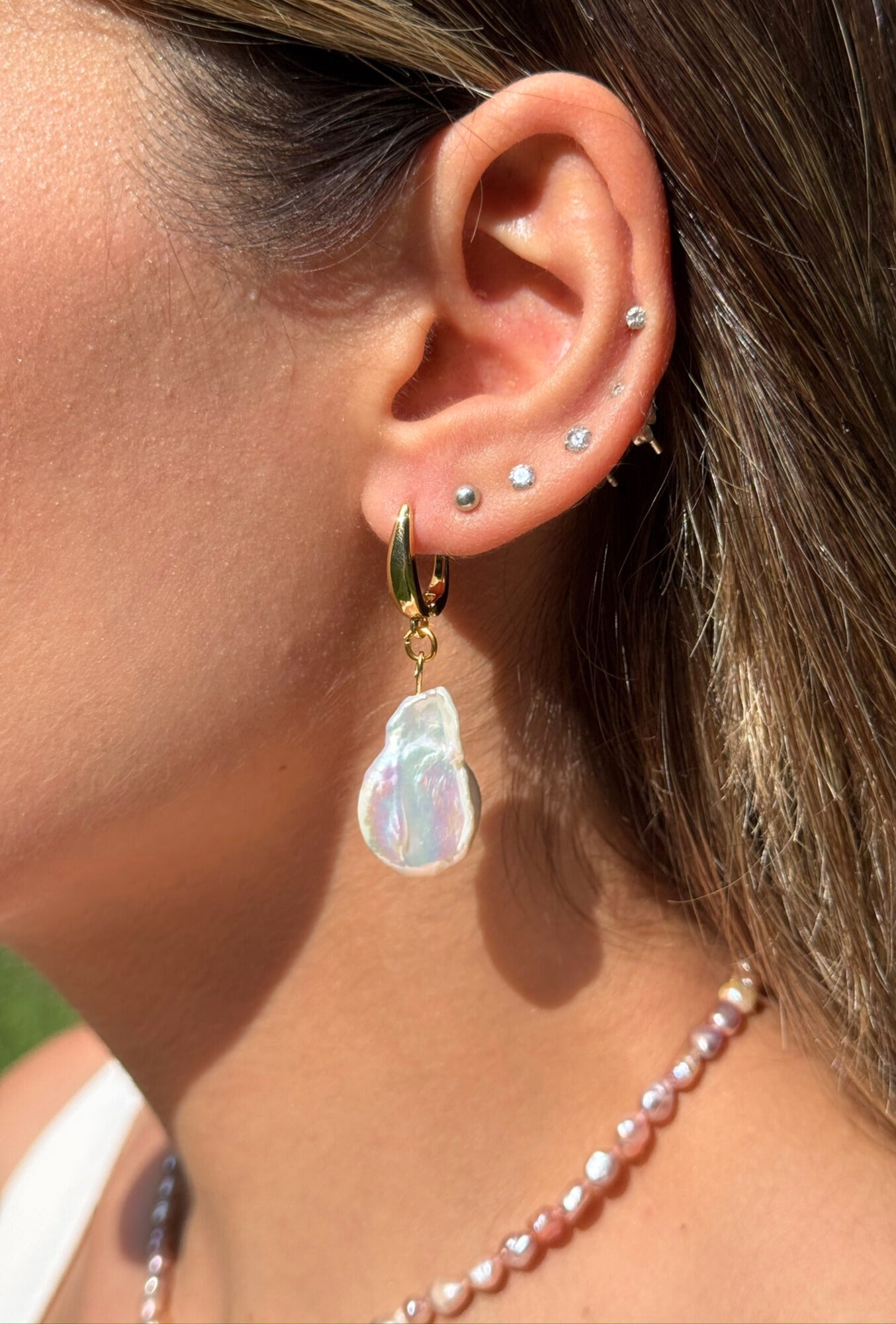 Oval Baroque Gold Earrings